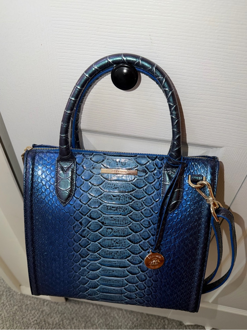 Brahmin Small Carolina Electric Blue Ateague Satchel - Picture 6 of 13